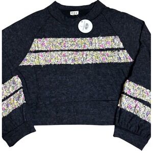 POL Floral Patchwork Pullover Sweatshirt Sweater Cottagecore Boxy Large NWT